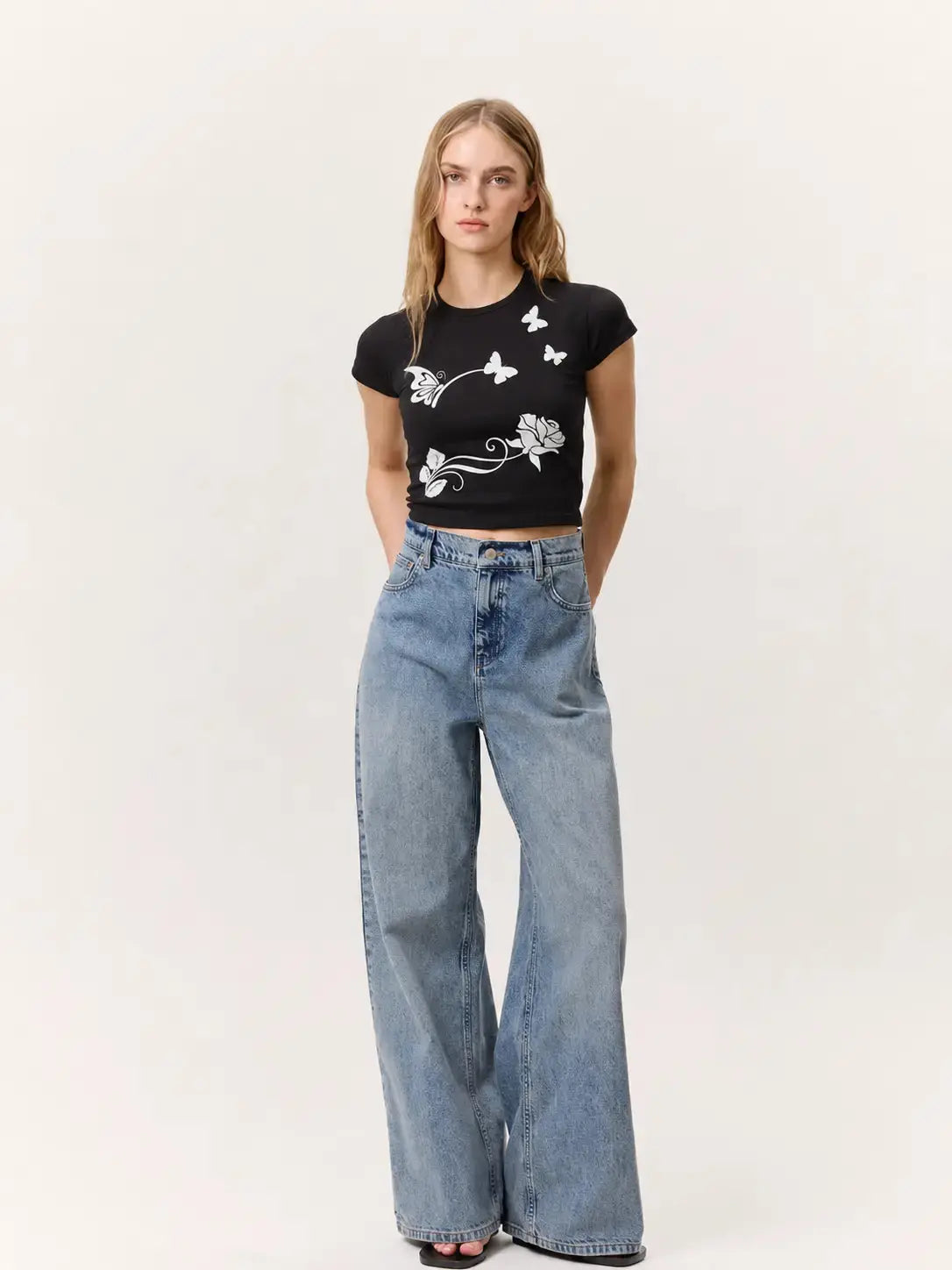 Bloom & Fly Women's Baby Tee | Floral Graphic Tee Olven